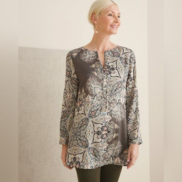 Chico's Medallion Print Tunic sz Med - Picture 1 of 15